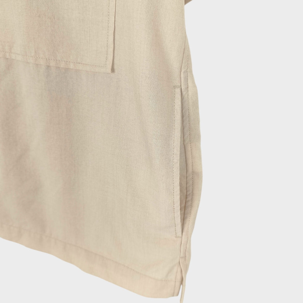 BEAMS B:MING Men's Cream Boxy Fit Short Sleeved Utility Shirt