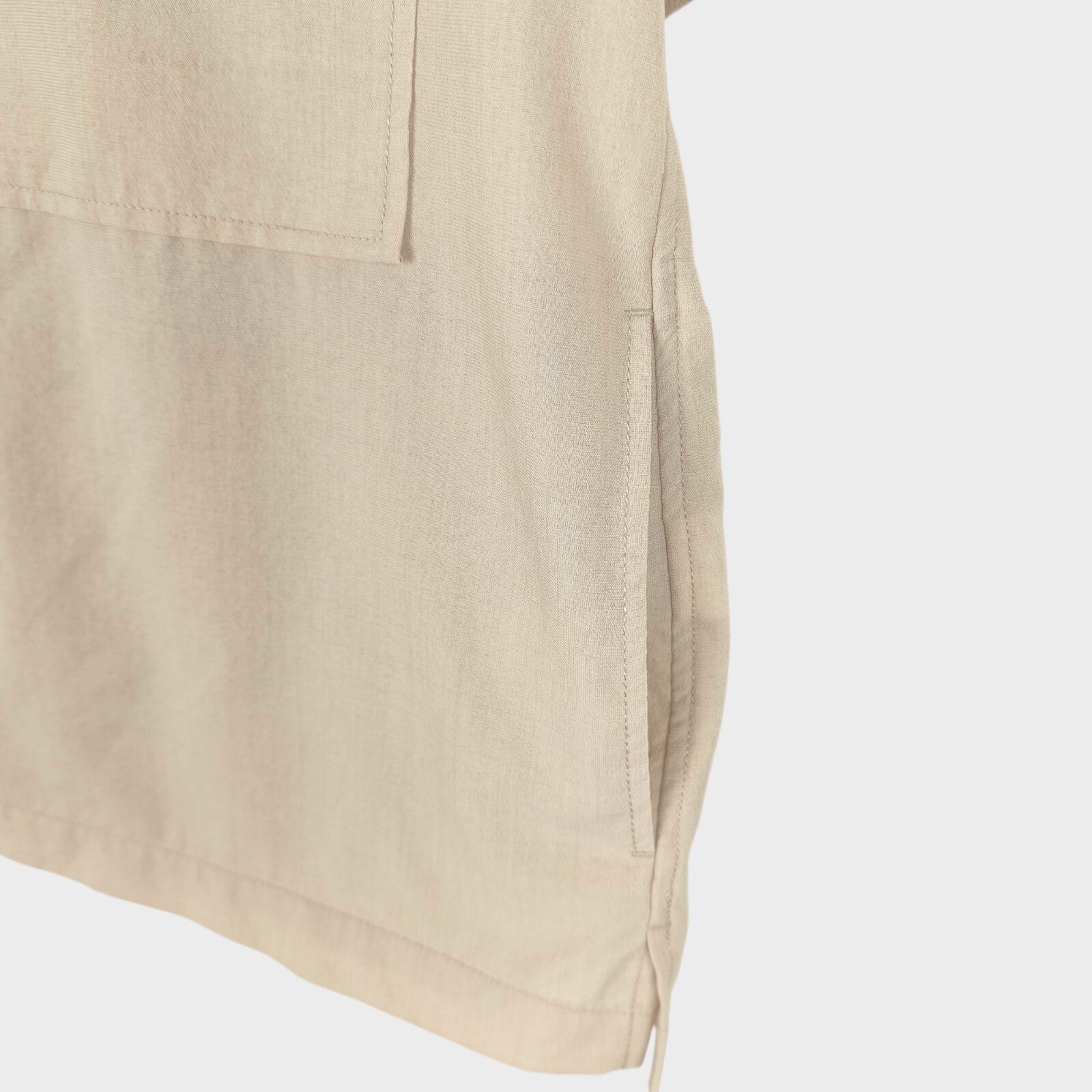 BEAMS B:MING Men's Cream Boxy Fit Short Sleeved Utility Shirt