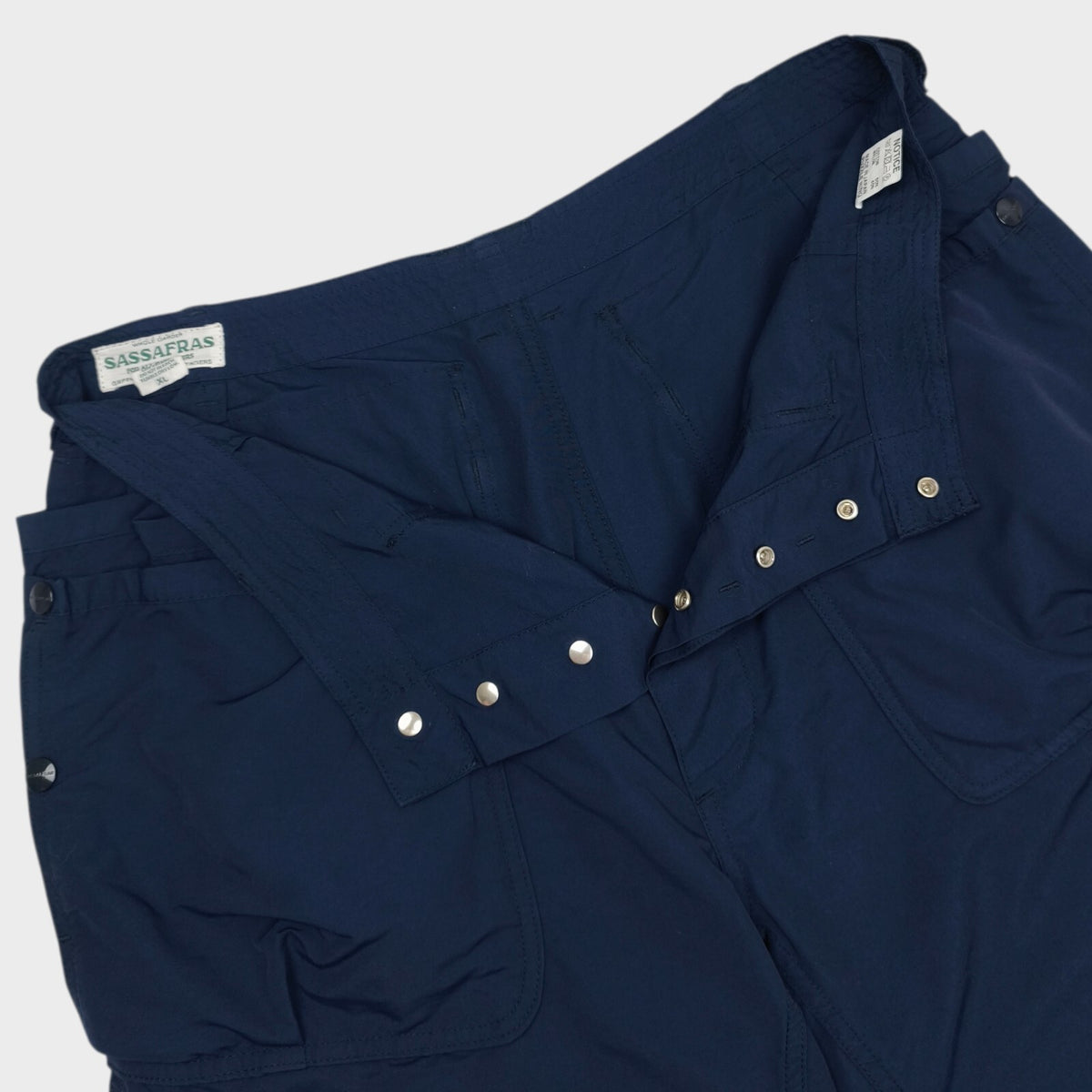 SASSAFRAS Men's Made in Japan Navy Overgrown Hiker Cargo Shorts