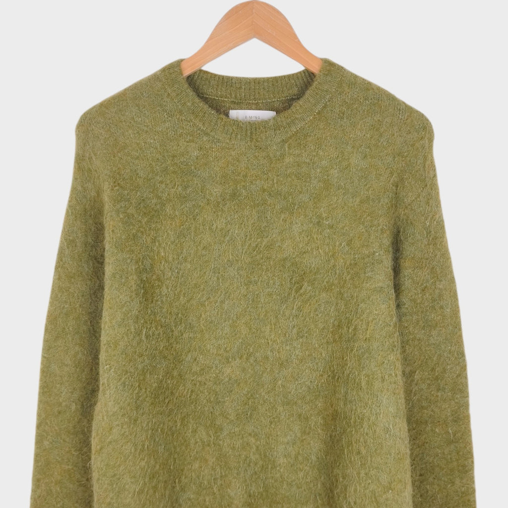 BEAMS B:MING Men's Green Mohair Blend Shaggy Jumper
