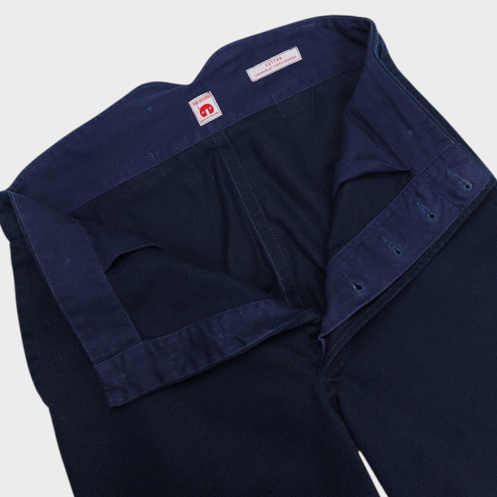 OLD TOWN Men's Made in England Navy Blue Cotton Twill Trousers