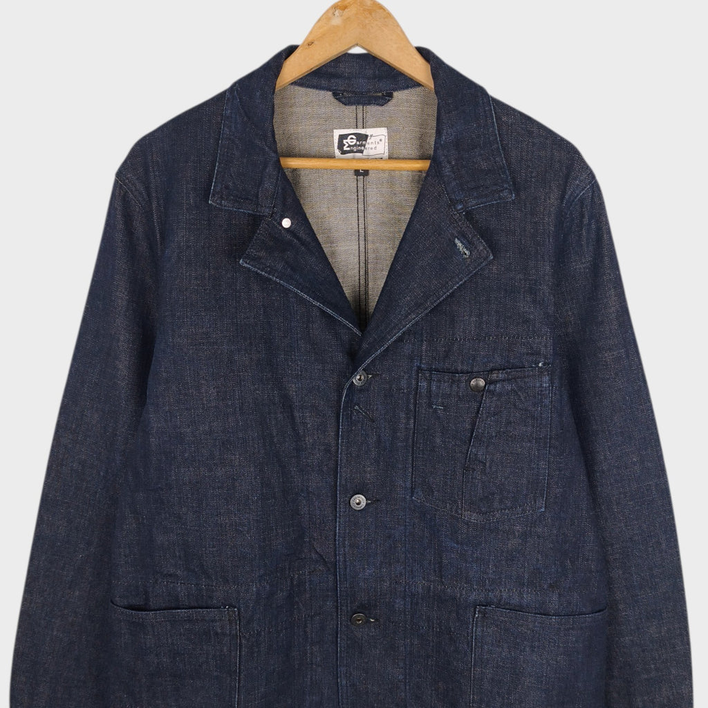 ENGINEERED GARMENTS Men's Made in USA Blue Heavyweight Denim Chore Jacket