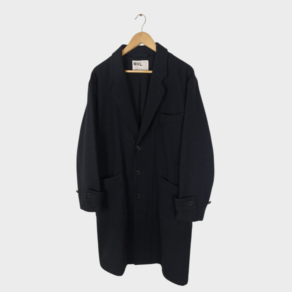 MHL MARGARET HOWELL Men's Black Heavyweight 100% Melton Wool Coat