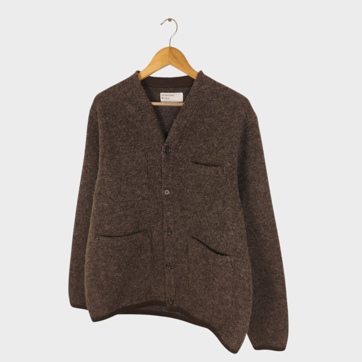 UNIVERSAL WORKS Men's Brown Wool Fleece Cardigan