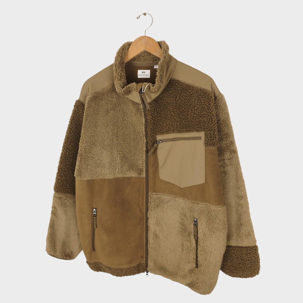 ENGINEERED GARMENTS x UNIQLO Men's Brown Patchwork Fleece Zip Jacket