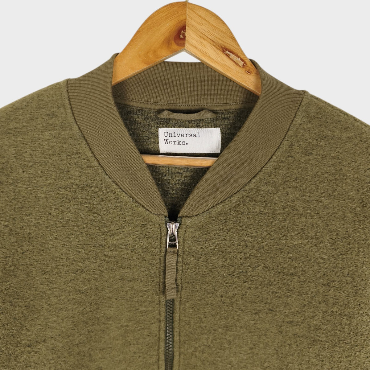 UNIVERSAL WORKS Men's Green Wool Fleece Bomber Jacket