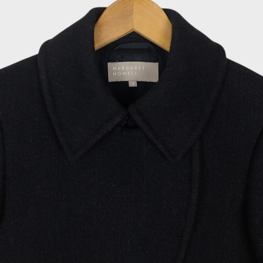 MARGARET HOWELL Women's Dark Charcoal Grey Wool Coat