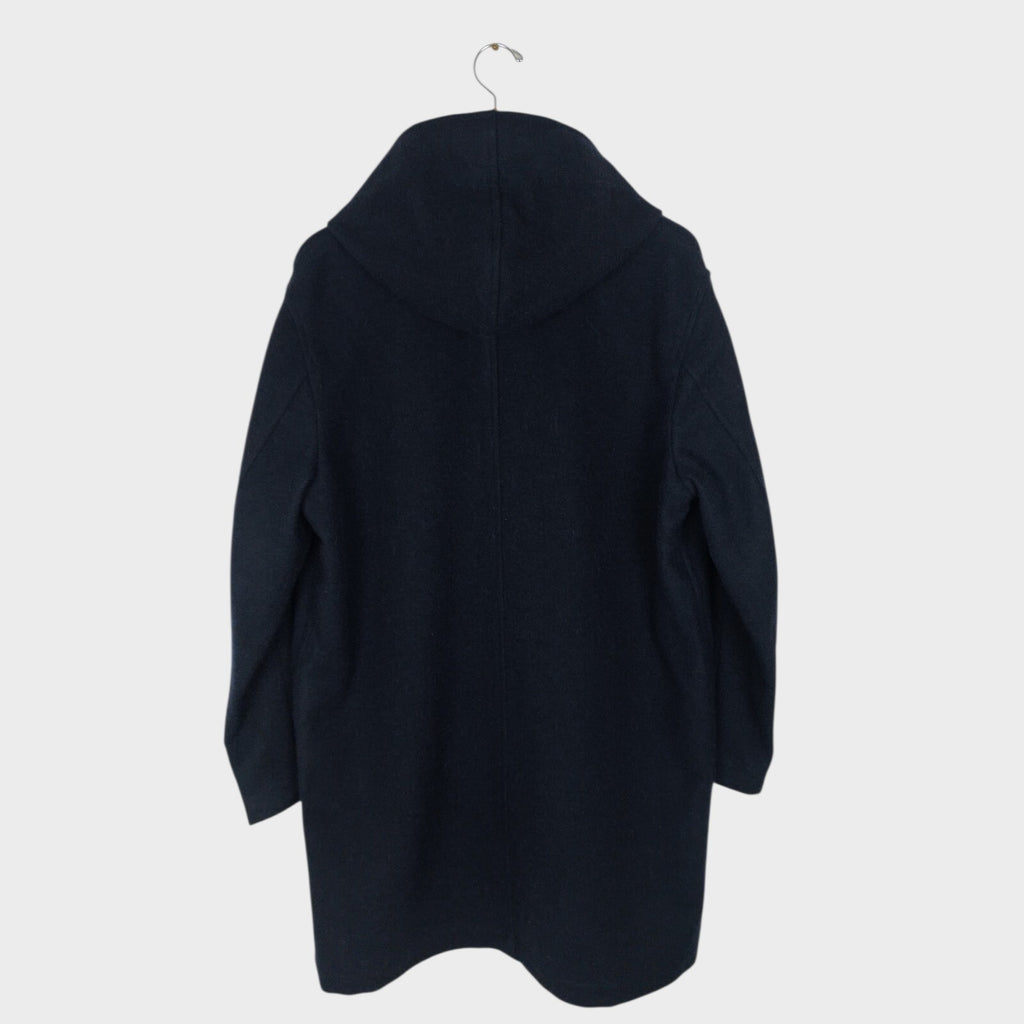MHL MARGARET HOWELL Men's Dark Navy Blue 100% Wool Hooded Coat