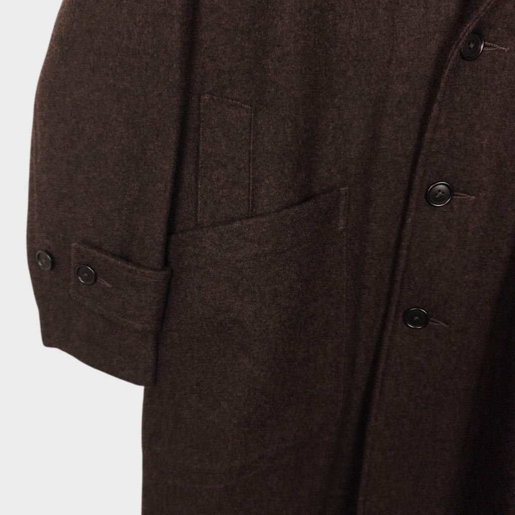 MHL MARGARET HOWELL Men's Brown Heavyweight 100% Melton Wool Coat