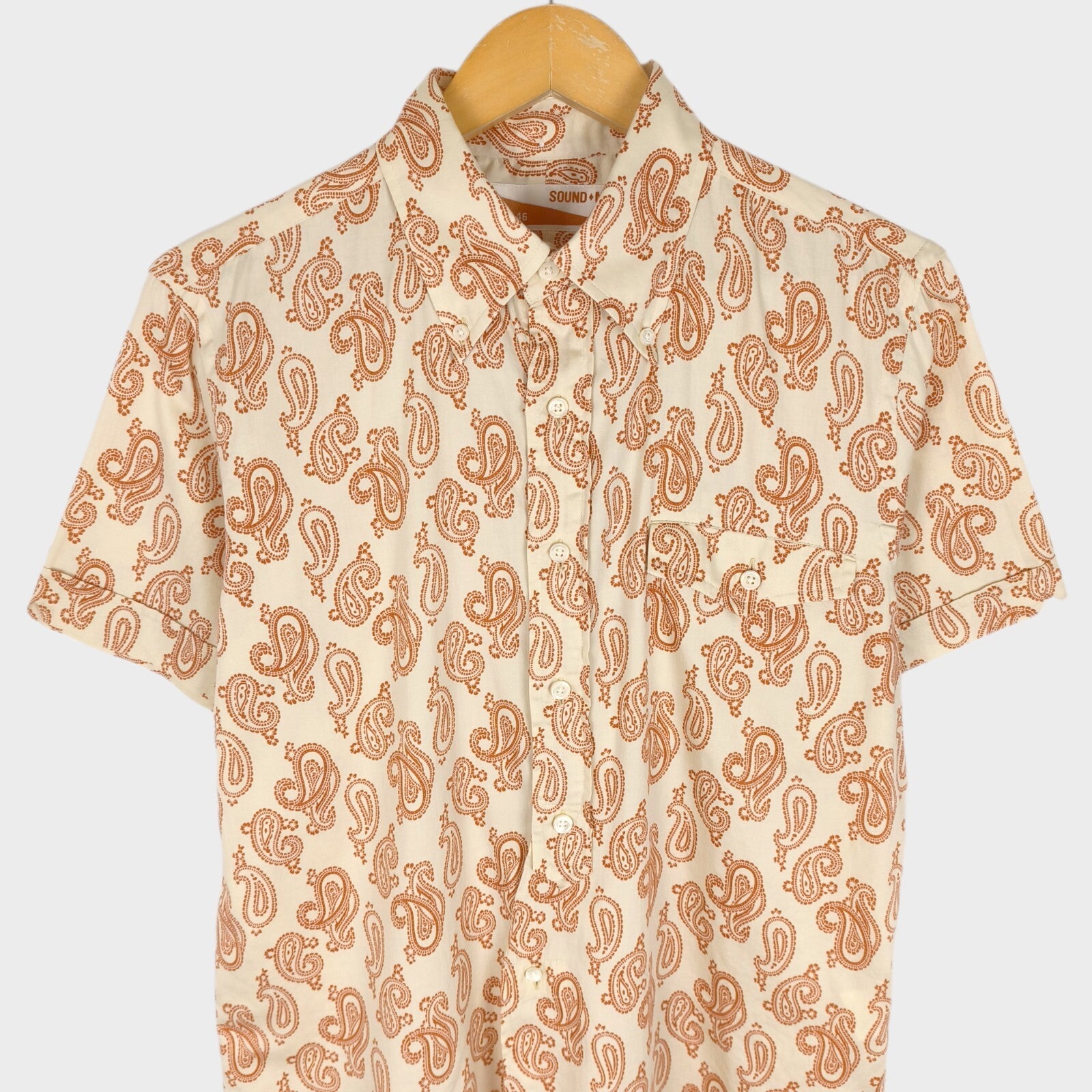 SOUNDMAN Men's Made in Japan Paisley Print Short Sleeved Shirt