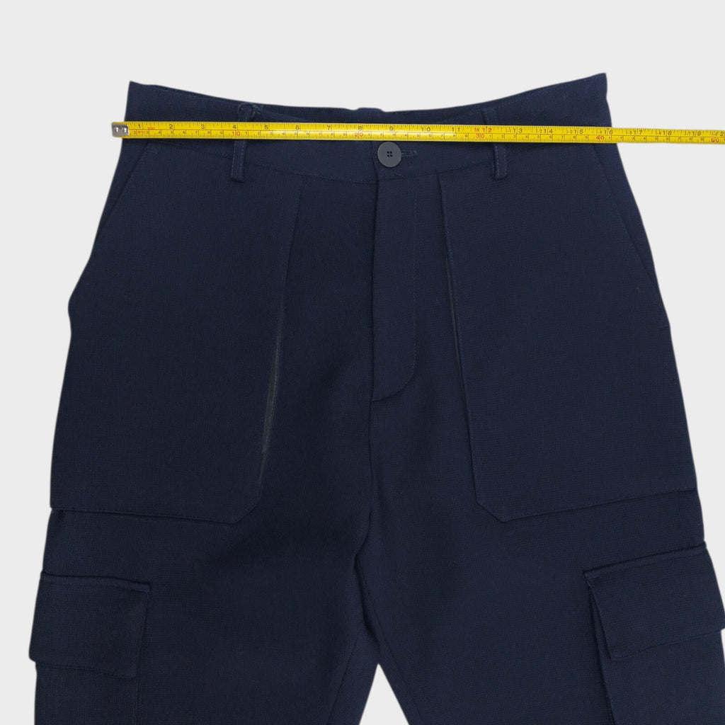 STUDIO NICHOLSON x ZARA Men's Navy Blue 100% Wool Cropped Cargo Trousers