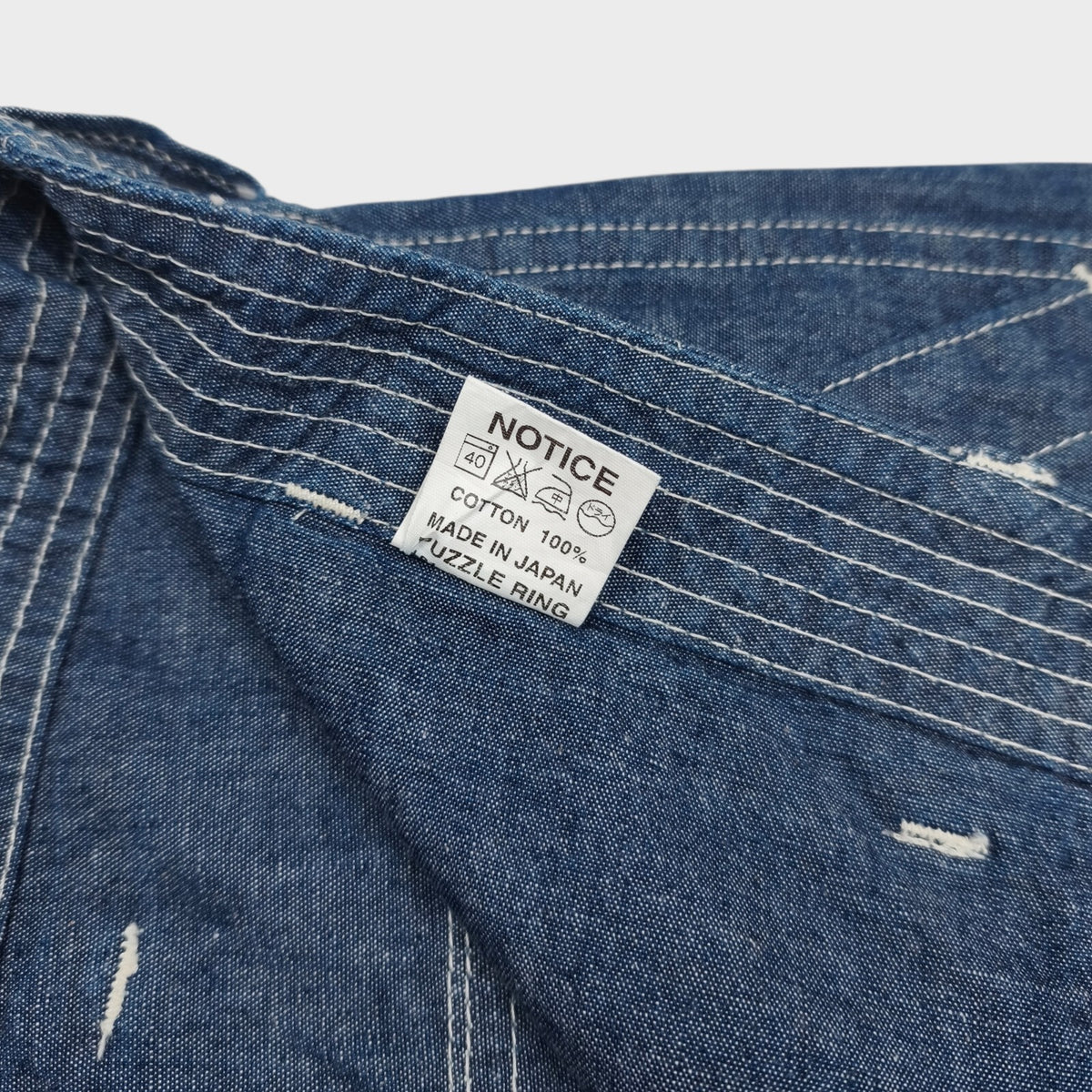 SASSAFRAS Men's Made in Japan Blue Chambray Feel Sun Cargo Shorts