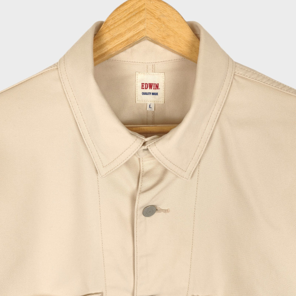 EDWIN Japan Men's Ecru Cotton Twill Chore Jacket