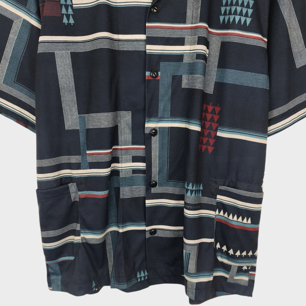 NORBIT BY HIROSHI NOZAWA Men's Navy All-Over Print Aloha Shirt