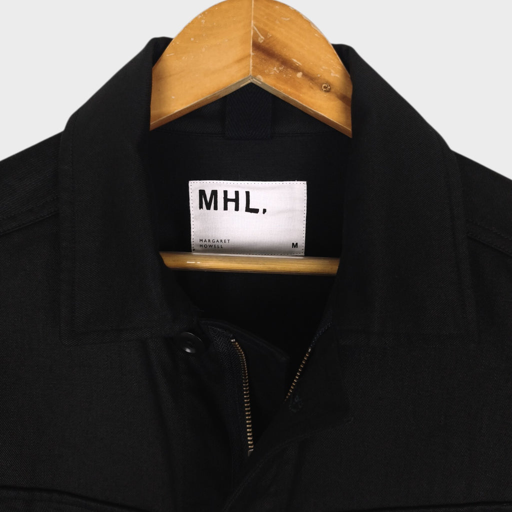 MHL MARGARET HOWELL Men's Black Cotton/Linen Blend Cropped Military Jacket