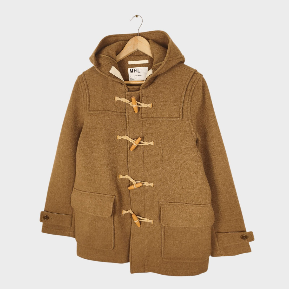 MHL MARGARET HOWELL Men's Brown Heavyweight 100% Wool Duffle Coat