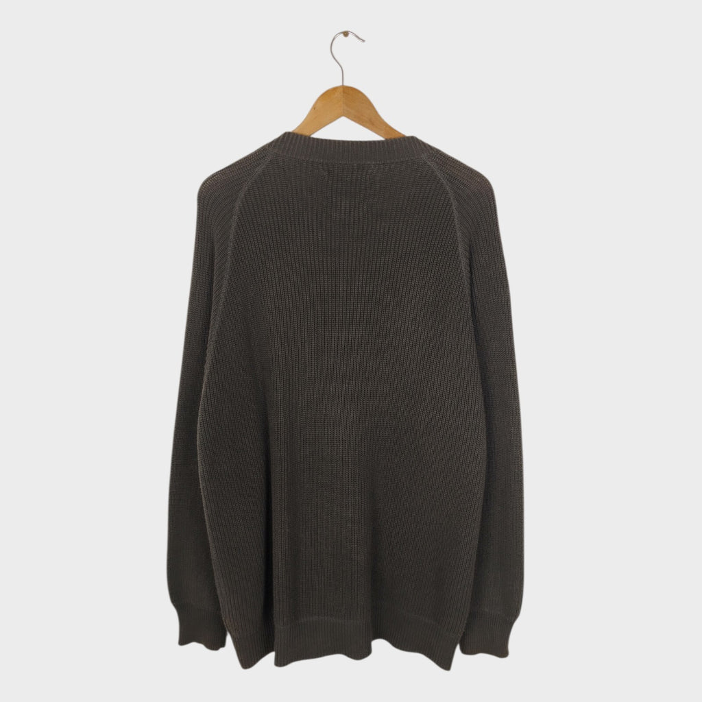 MHL MARGARET HOWELL Men's Dark Khaki 100% Cotton Knit Cardigan