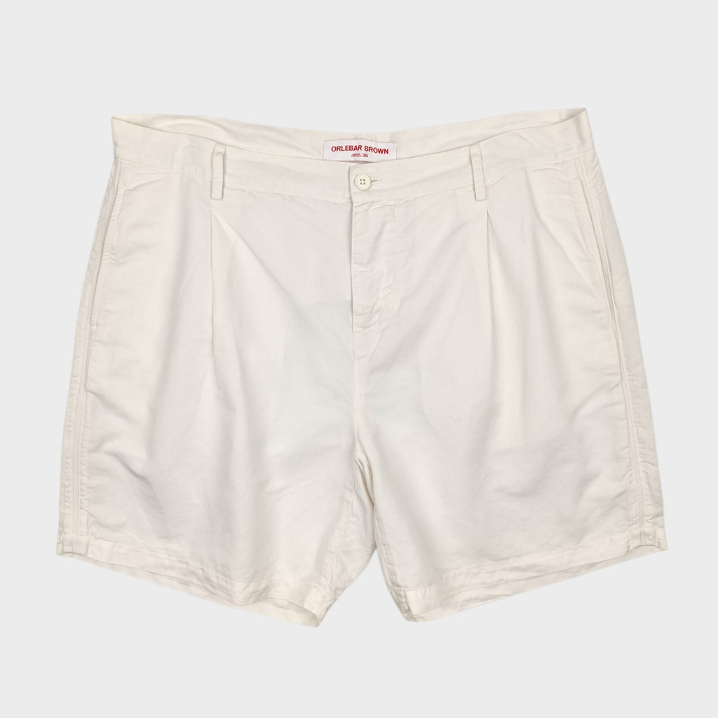 ORLEBAR BROWN Men's Ecru 100% Linen/Cotton Searose Pleated Shorts