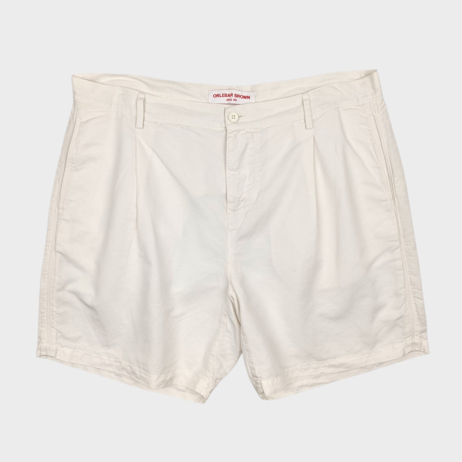 ORLEBAR BROWN Men's Ecru 100% Linen/Cotton Searose Pleated Shorts