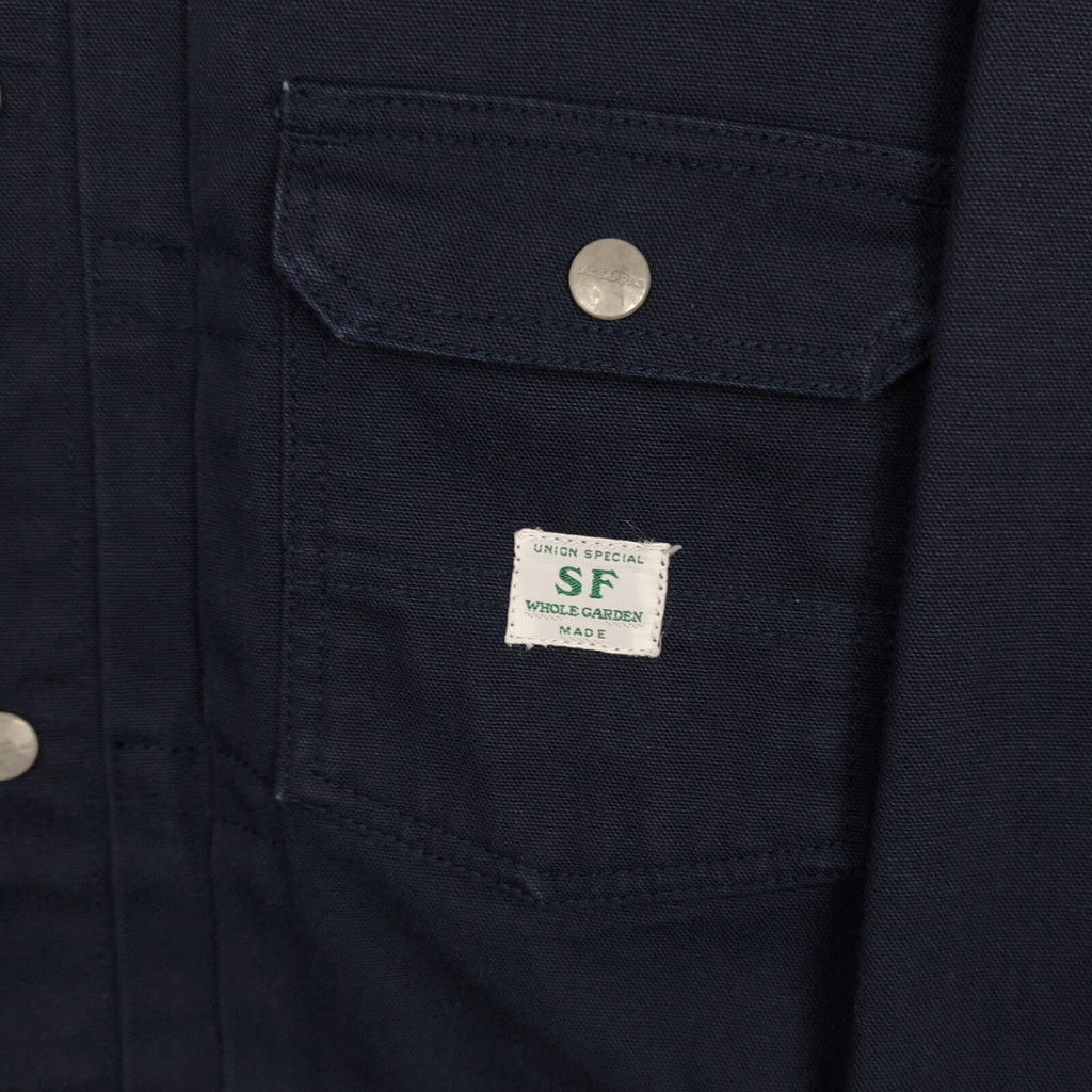 SASSAFRAS Men's Made in Japan Navy Duck Canvas Gardener Trucker Jacket