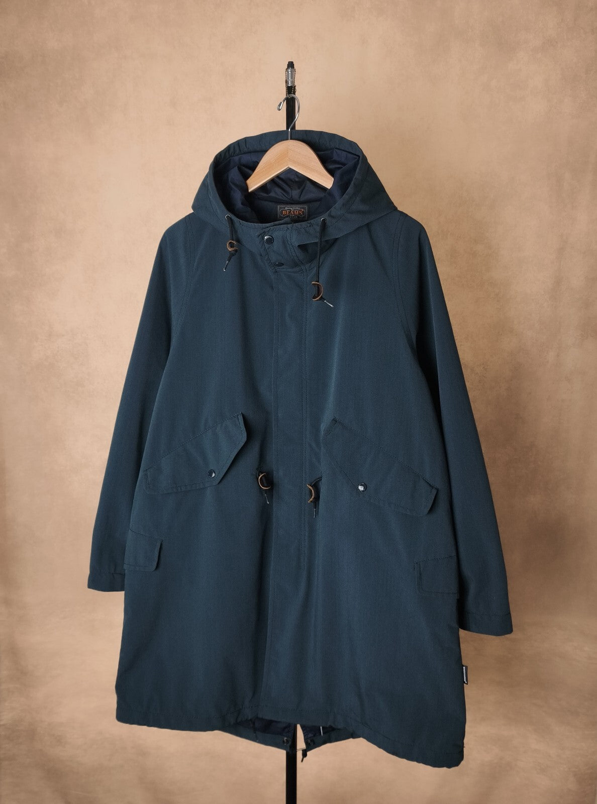 BEAMS PLUS Men's Dark Blue Gore Windstopper Waterproof Mod Parka Jacket