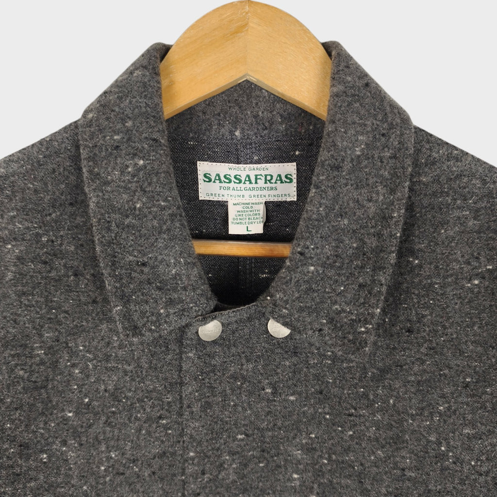 SASSAFRAS Men's Made in Japan Grey Wool Blend Leaf Blower Jacket