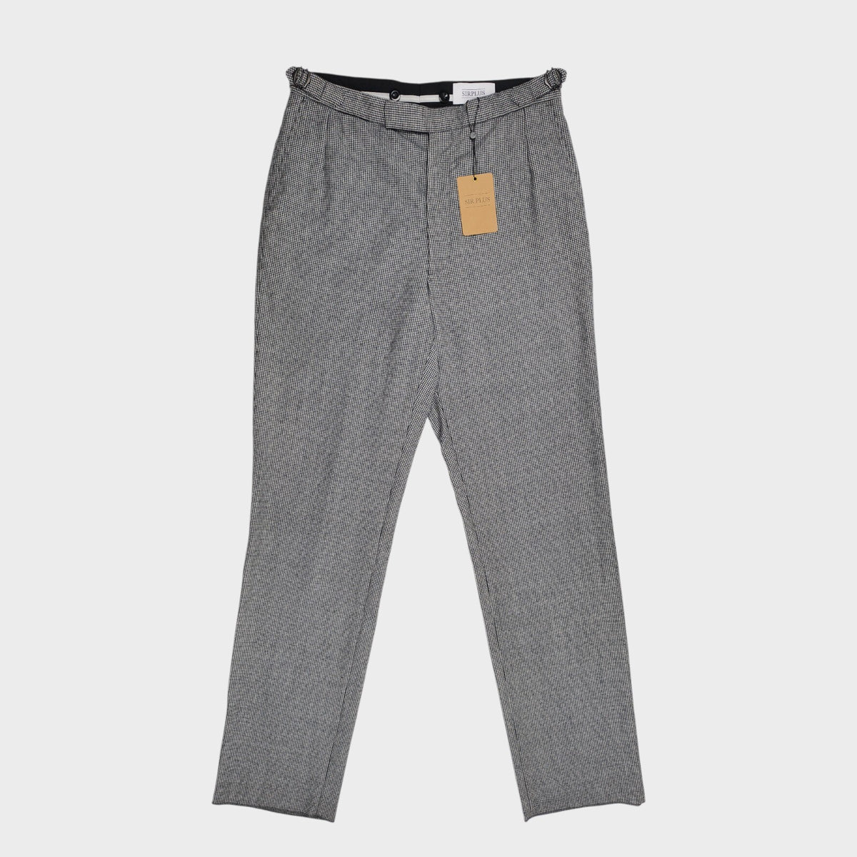 SIRPLUS Men's Micro Dogtooth Pleated Wool Trousers