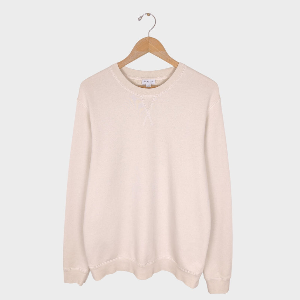 SUNSPEL Men's Cream Crewneck Cotton Sweatshirt