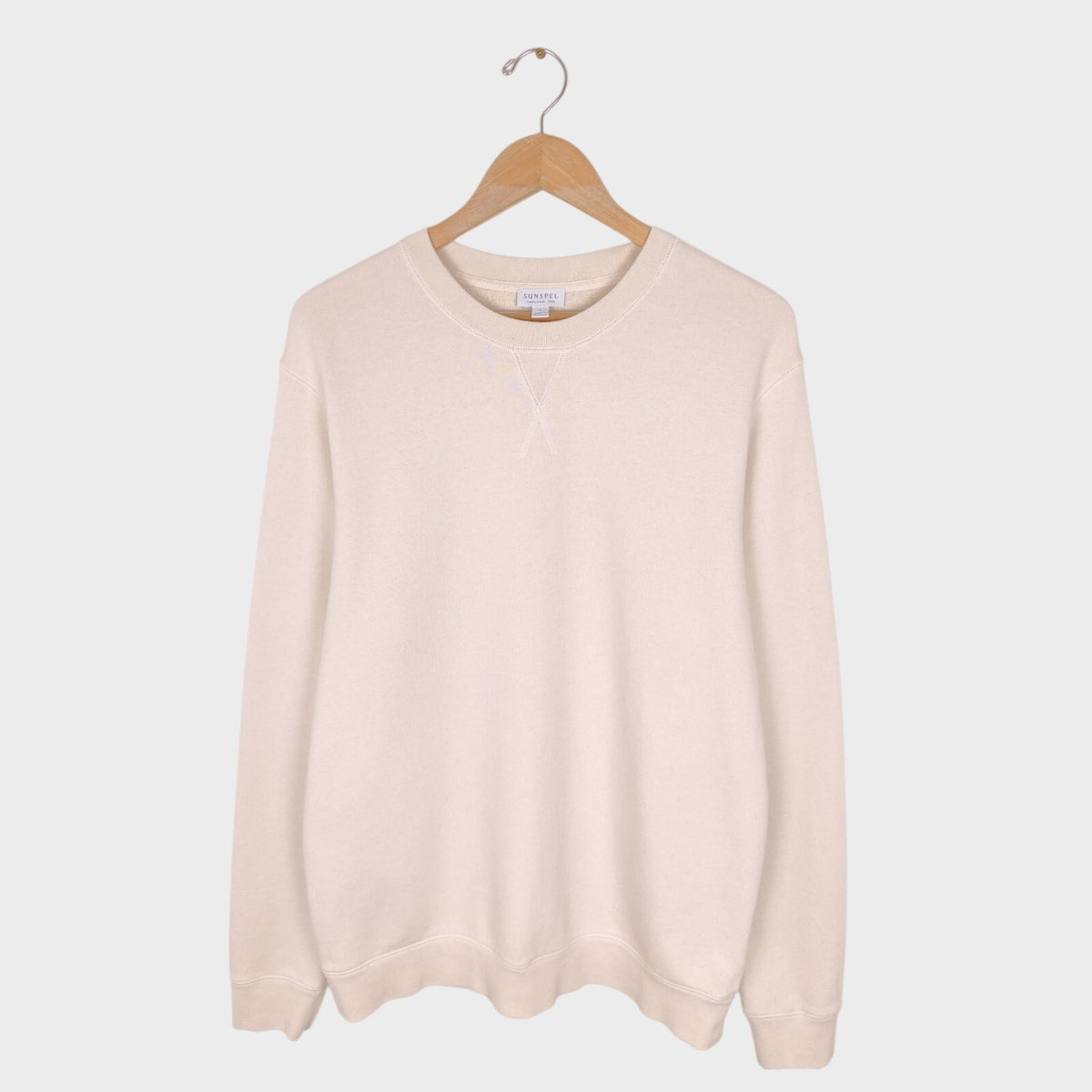 SUNSPEL Men's Cream Crewneck Cotton Sweatshirt