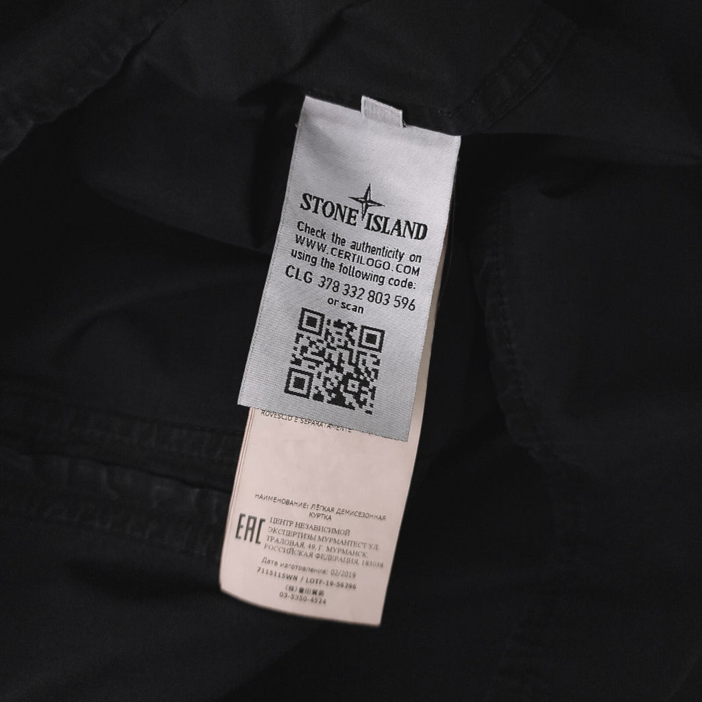 STONE ISLAND Men's Black Garment Dyed Zip Overshirt Jacket
