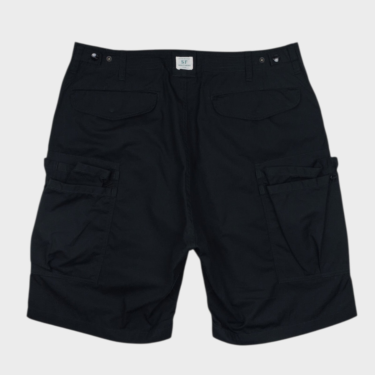 SASSAFRAS Men's Made in Japan Black Overgrown Weather Cotton Cargo Shorts