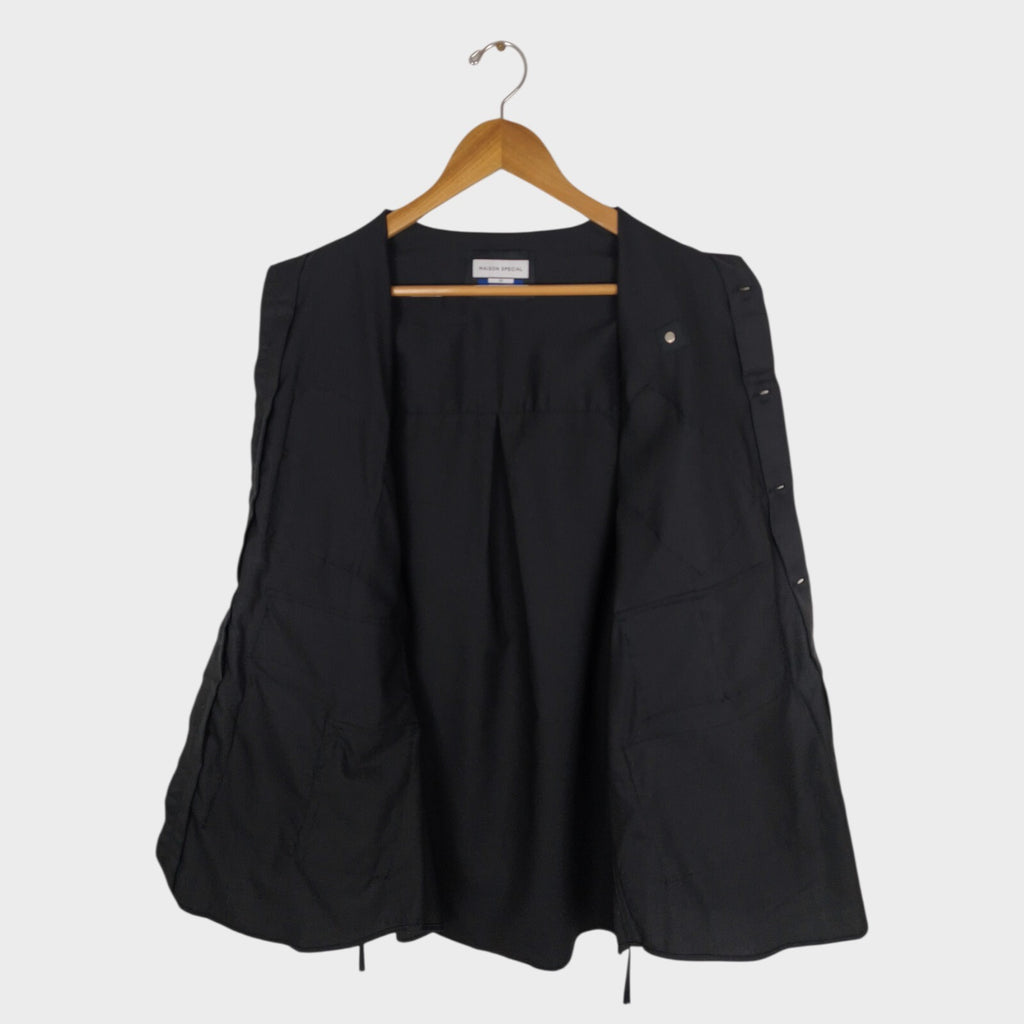 MAISON SPECIAL Japan Men's Black Wool Blend Multi Pocket Overshirt Jacket