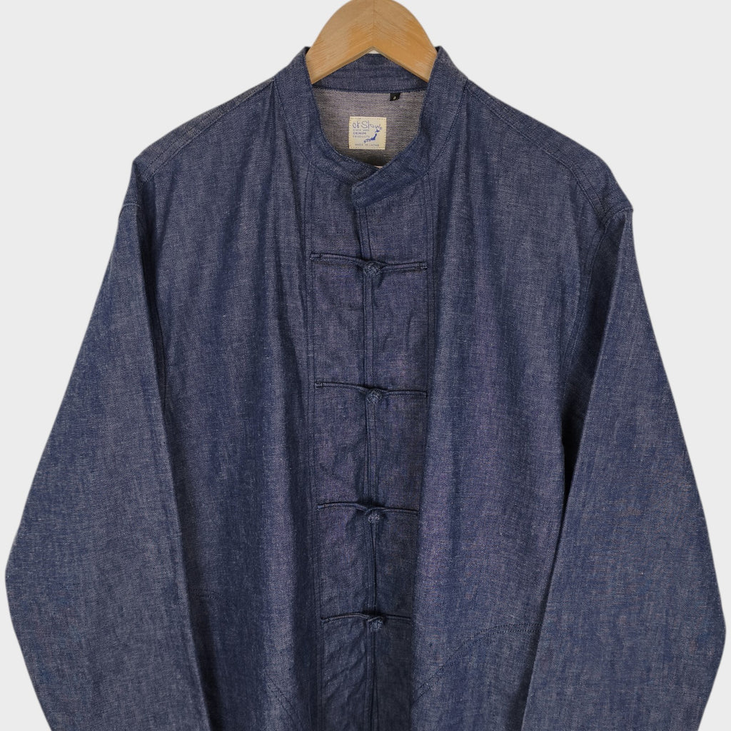 ORSLOW Men's Made in Japan Blue Denim Chinese Kung Fu Jacket