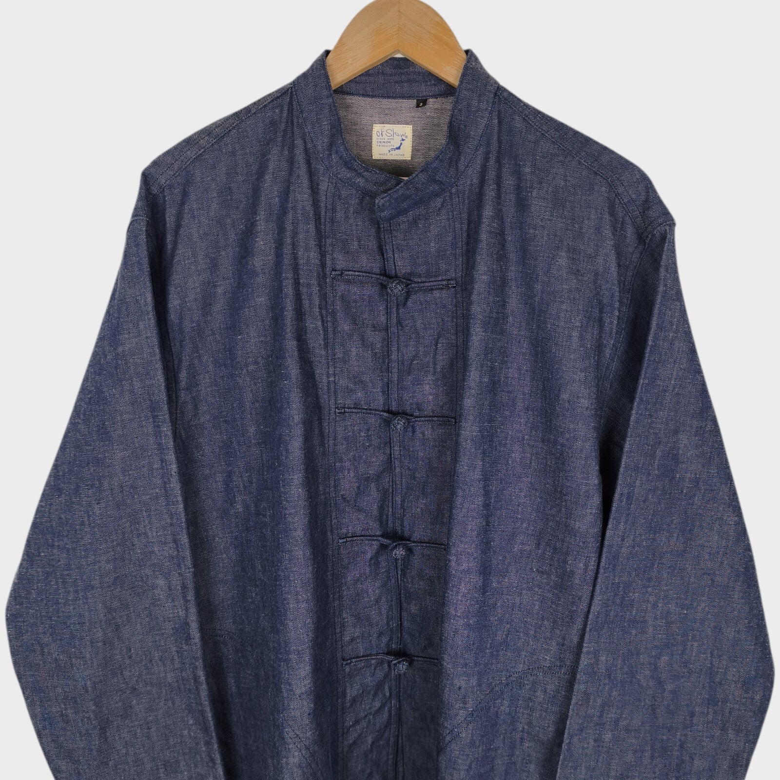 ORSLOW Men's Made in Japan Blue Denim Chinese Kung Fu Jacket