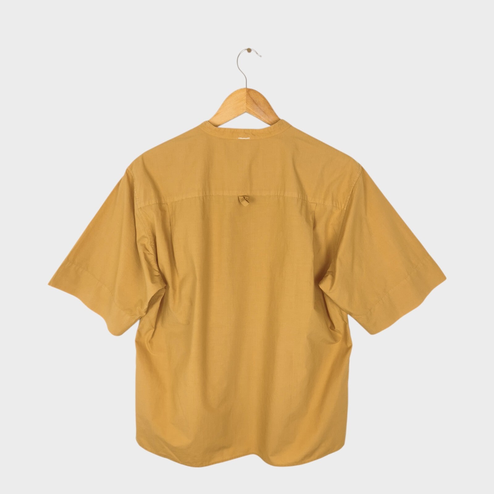 MHL MARGARET HOWELL Men's Camel Band Collar Short Sleeved Shirt