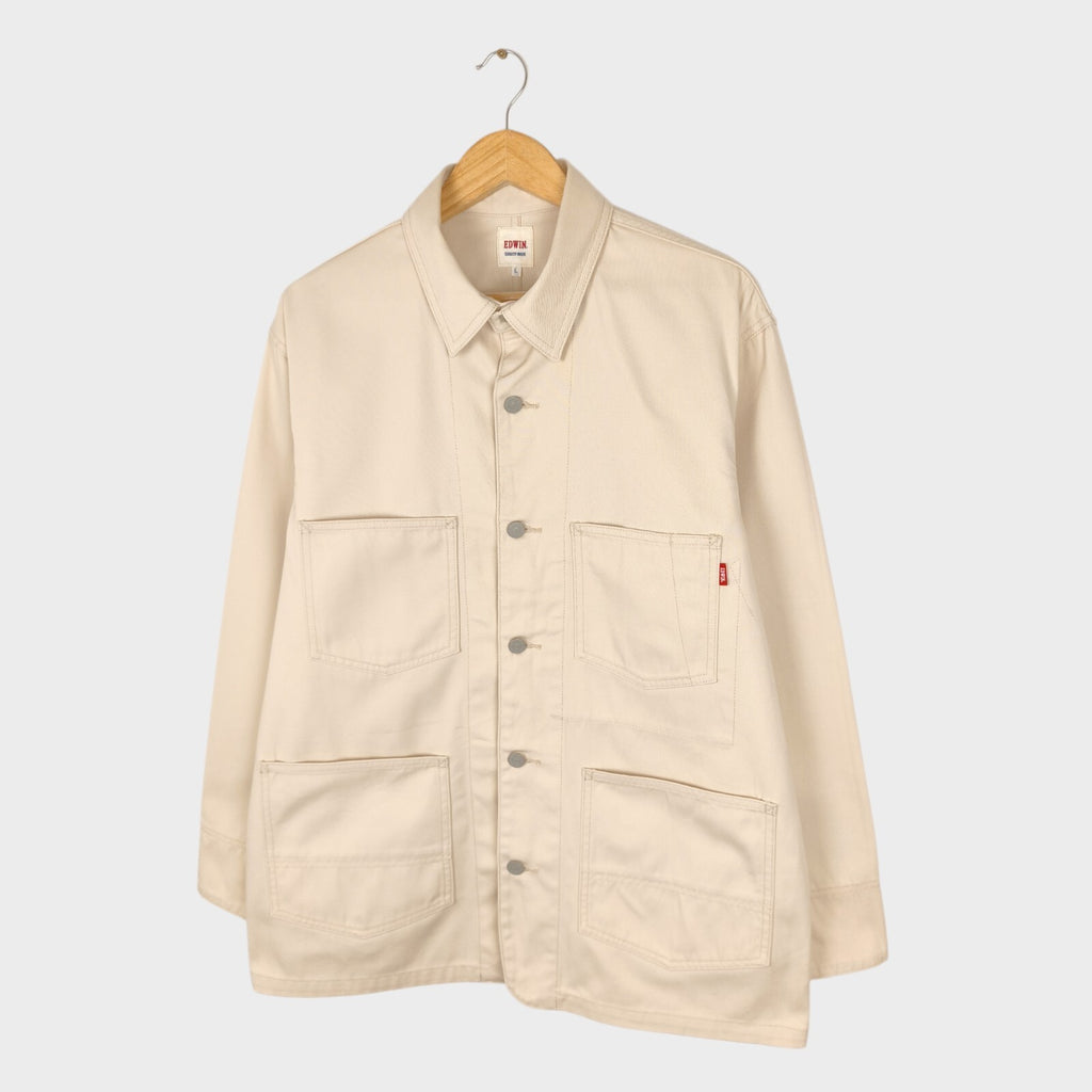 EDWIN Japan Men's Ecru Cotton Twill Chore Jacket