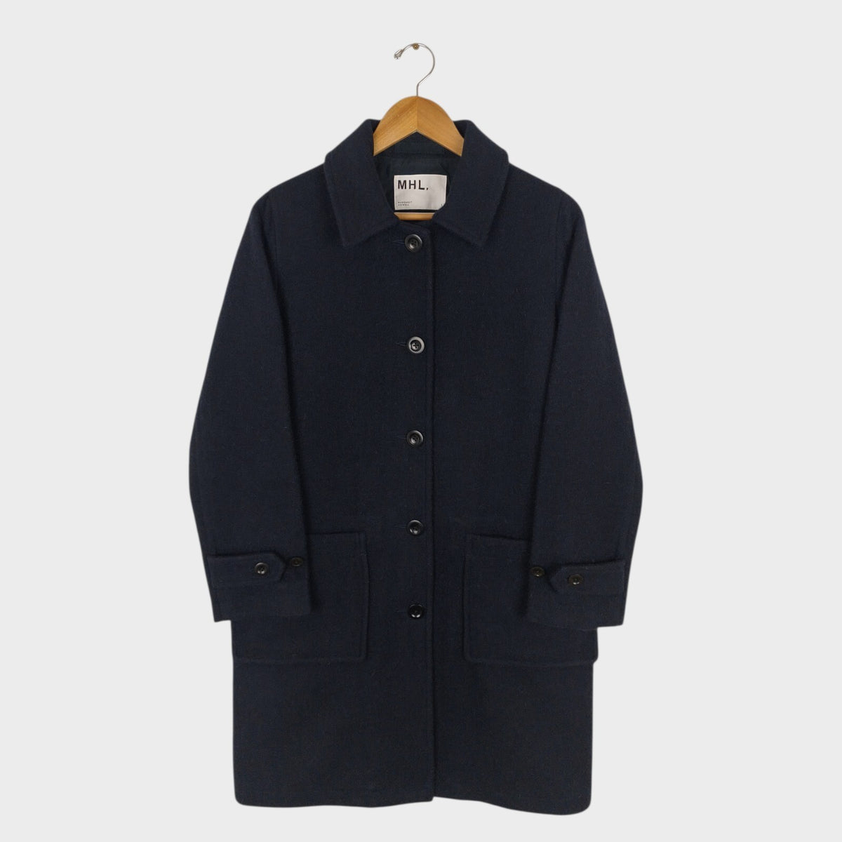 MHL MARGARET HOWELL Women's Navy Blue 100% Wool Coat