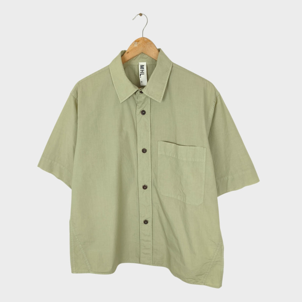 MHL MARGARET HOWELL Men's Pistachio Green Relaxed Fit Cotton Linen Shirt