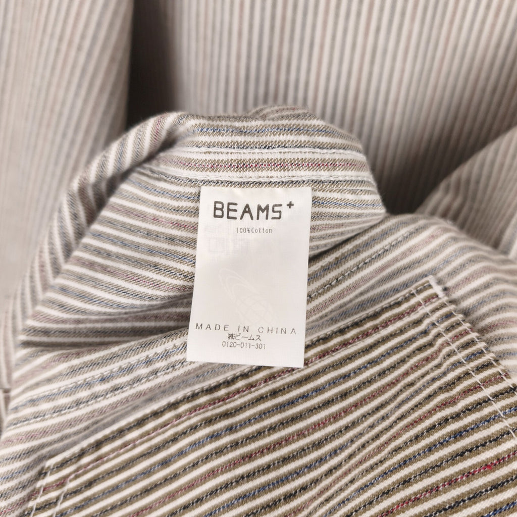 BEAMS PLUS Men's Hickory Striped Military Shawl Collar Jacket