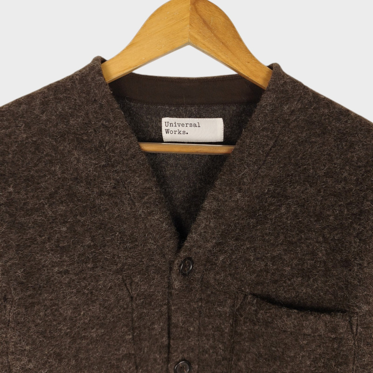 UNIVERSAL WORKS Men's Brown Wool Fleece Cardigan
