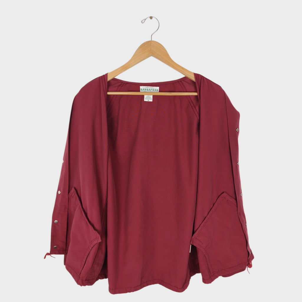 SASSAFRAS Men's Made in Japan Burgundy Cotton Nylon Bud Breaker Jacket