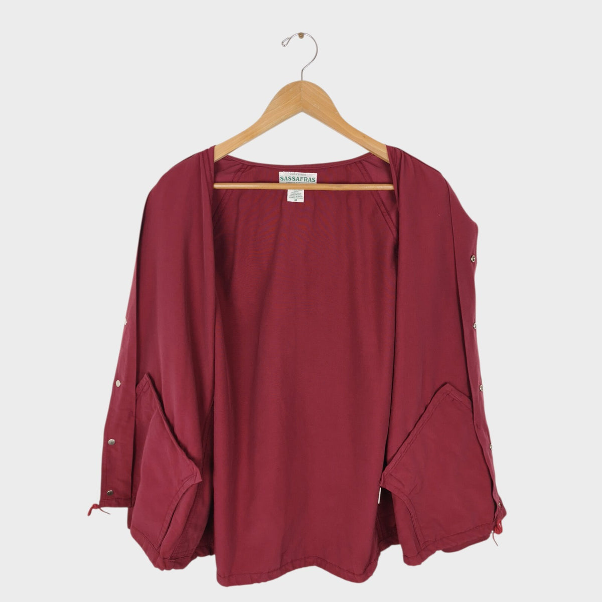 SASSAFRAS Men's Made in Japan Burgundy Cotton Nylon Bud Breaker Jacket