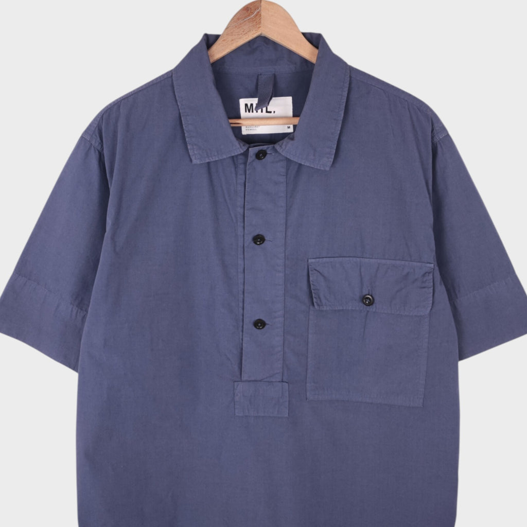 MHL MARGARET HOWELL Men's Blue Cotton Boxy Fit Pullover Shirt
