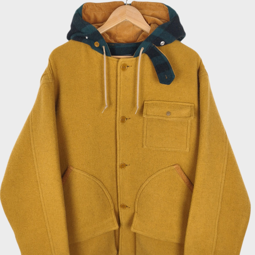 BEAMS PLUS Men's Camel Heavyweight Wool Melton Hunting Coat Jacket