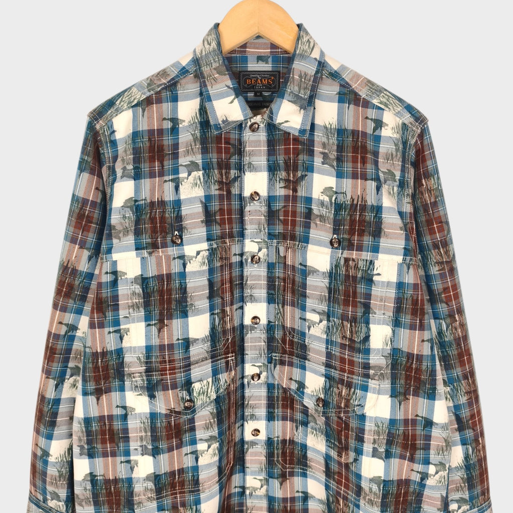 BEAMS PLUS Men's Checked Relaxed Fit Adventure Cruiser Overshirt