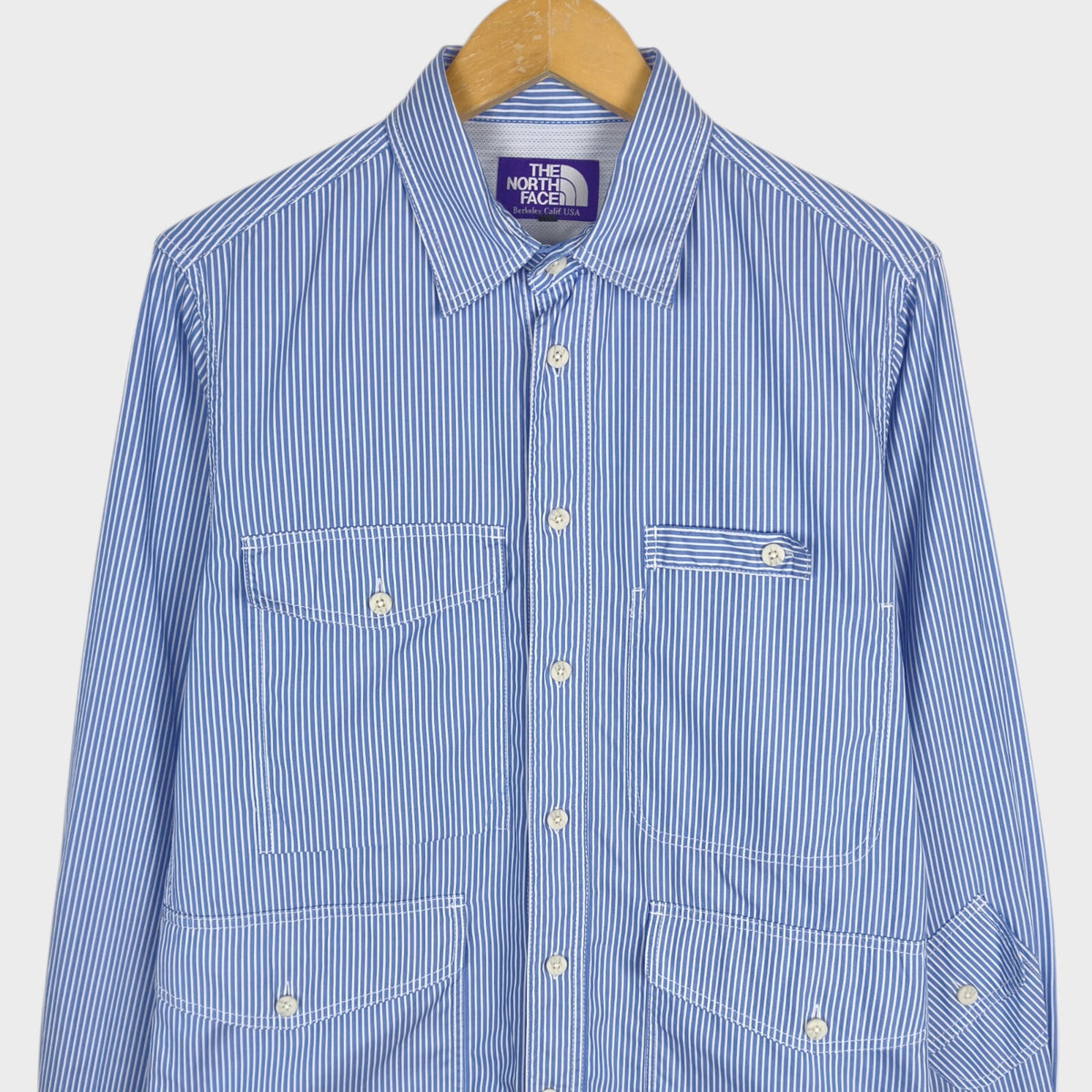 THE NORTH FACE PURPLE LABEL Men's Blue Striped Utility Shirt