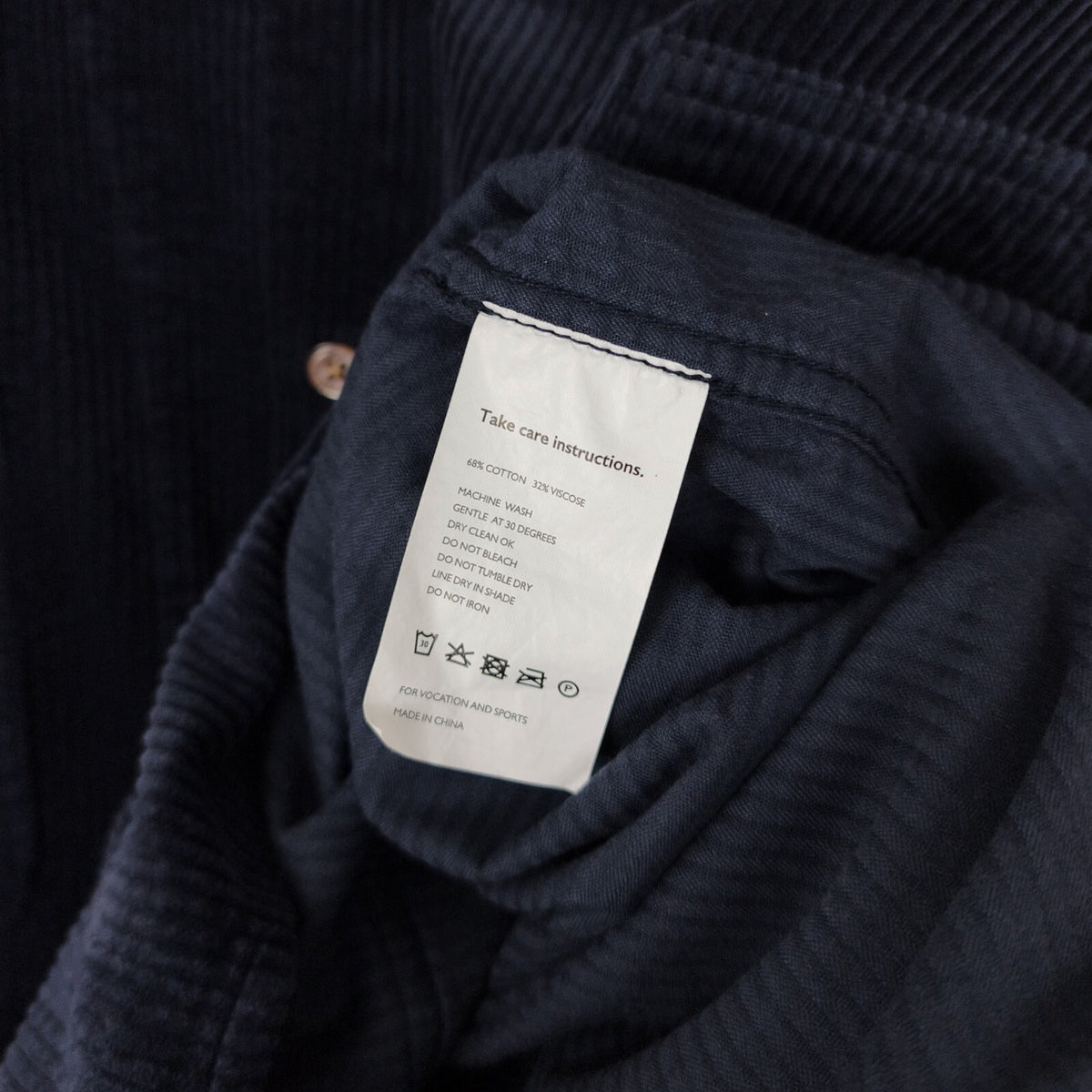 GARBSTORE Men's Navy Cotton/Viscose Corduroy Utility Overshirt