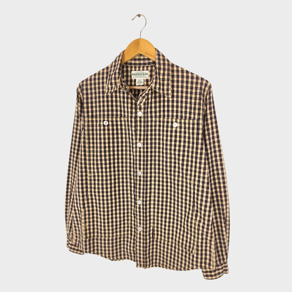 SASSAFRAS Men's Made in Japan Checked 4 Pocket Utility Shirt