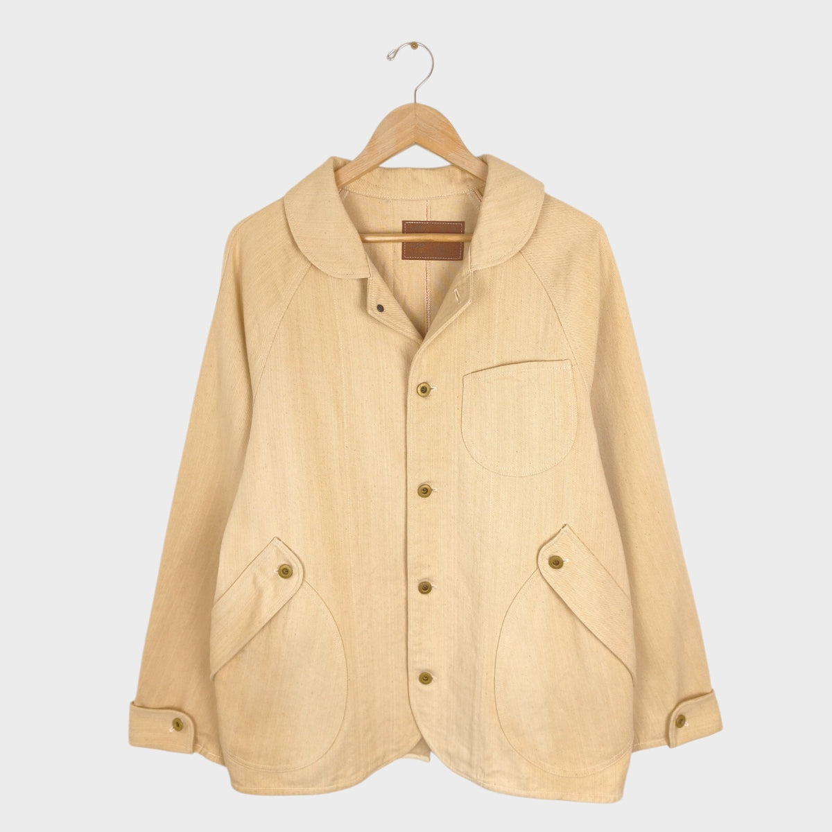 CHAIRMADE Men's Made in Japan Cream/Beige Heavyweight Cotton Chore Jacket