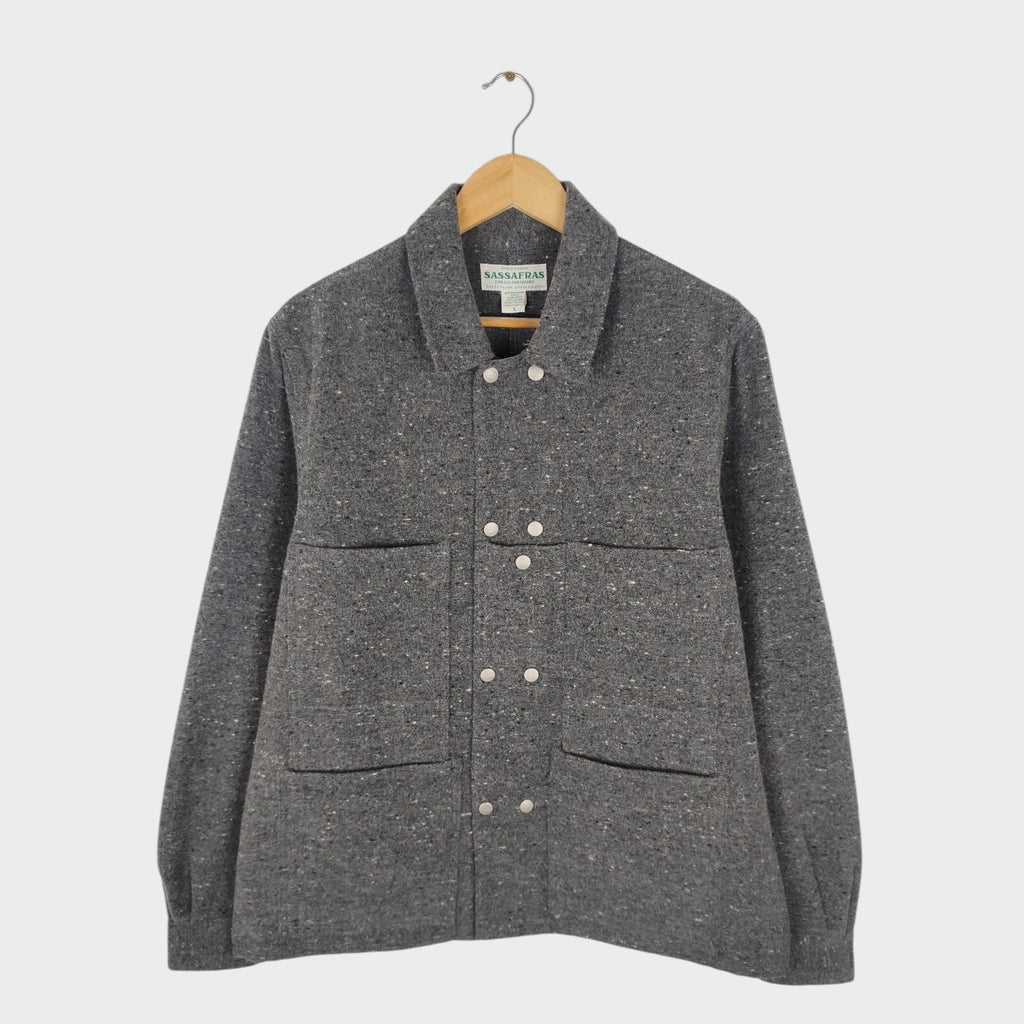 SASSAFRAS Men's Made in Japan Grey Wool Blend Leaf Blower Jacket
